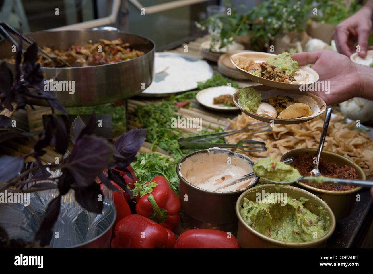 Assortiment de salades sur une table de buffet Banque D'Images
