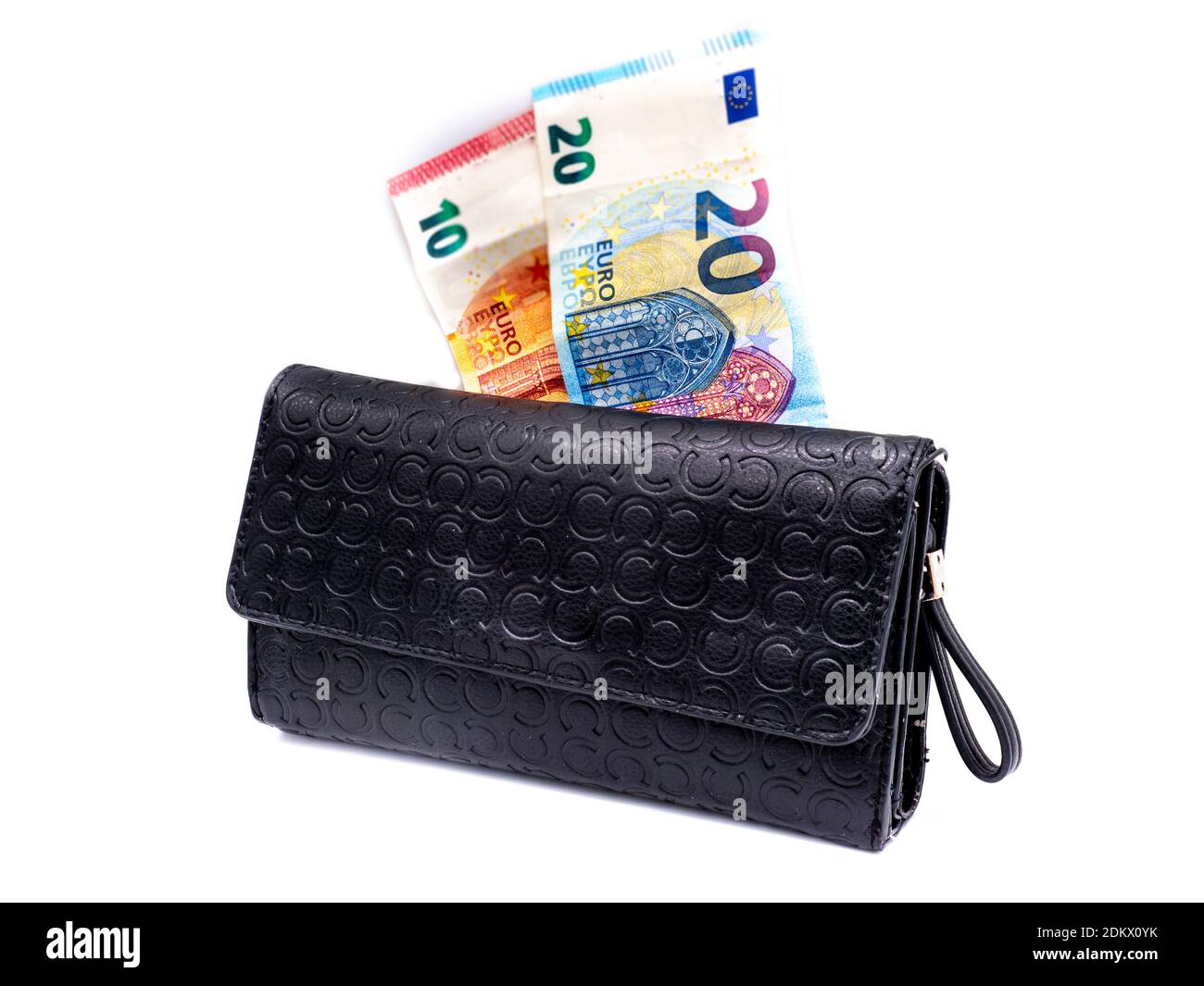 Portefeuille noir avec factures en euros Banque D'Images