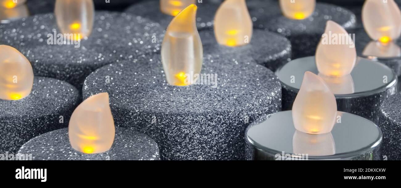 BOUGIES LED en gros plan Banque D'Images