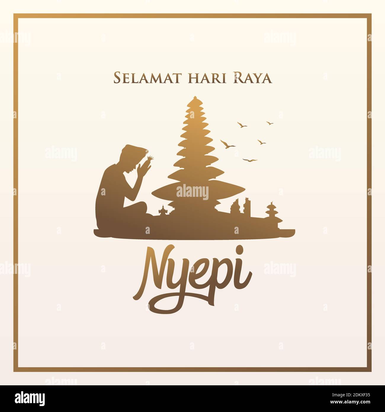 Selamat hari raya Nyepi. Traduction: Happy Day of Silence Nyepi. Convient aux cartes de vœux, affiches et bannières. Illustration de Vecteur