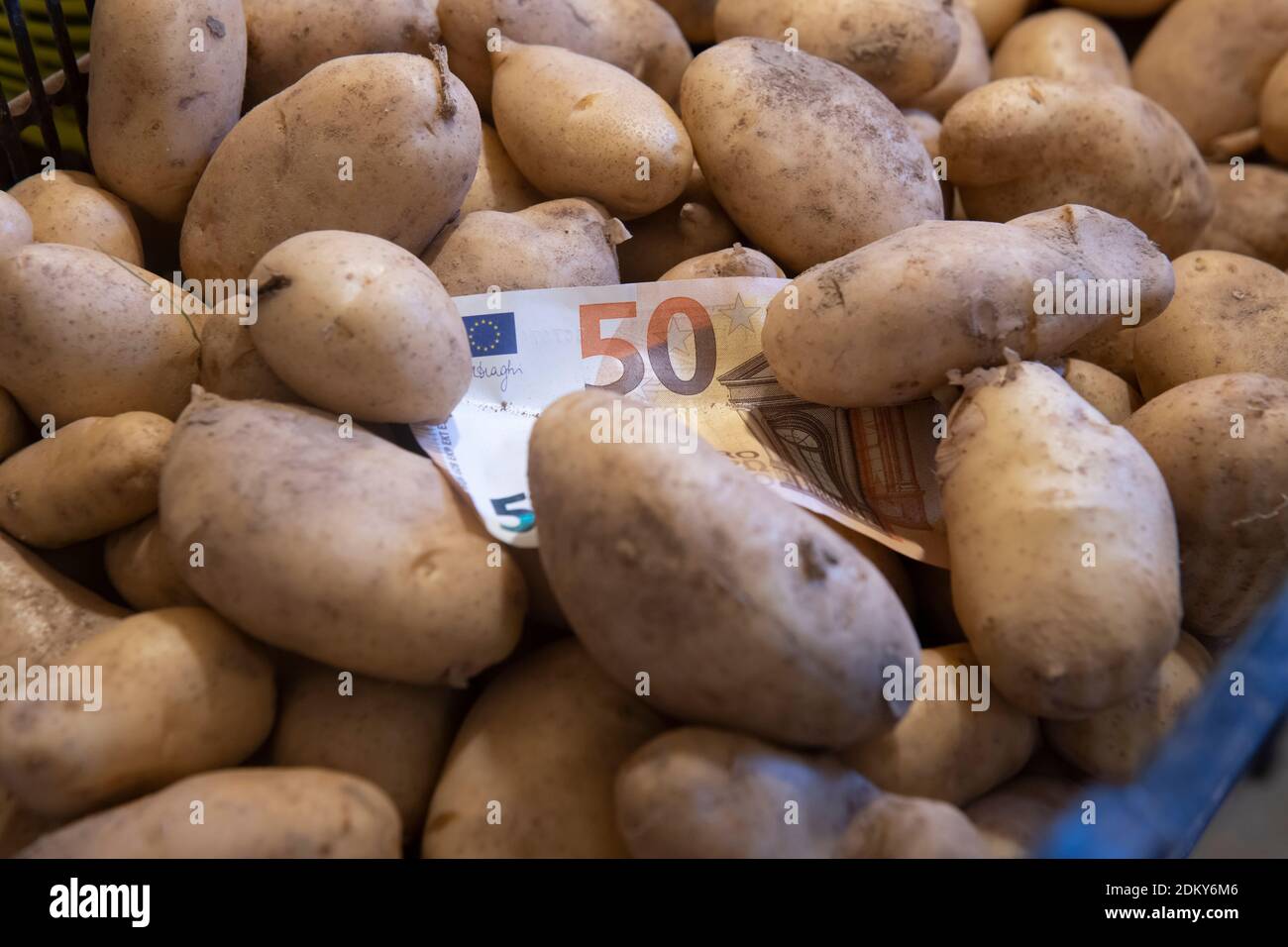 50 Euro note sur les pommes de terre Banque D'Images