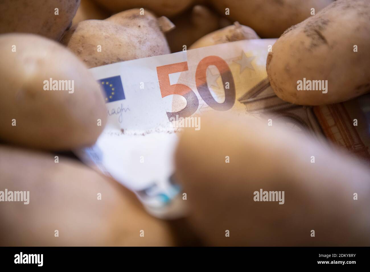 50 Euro note sur les pommes de terre Banque D'Images