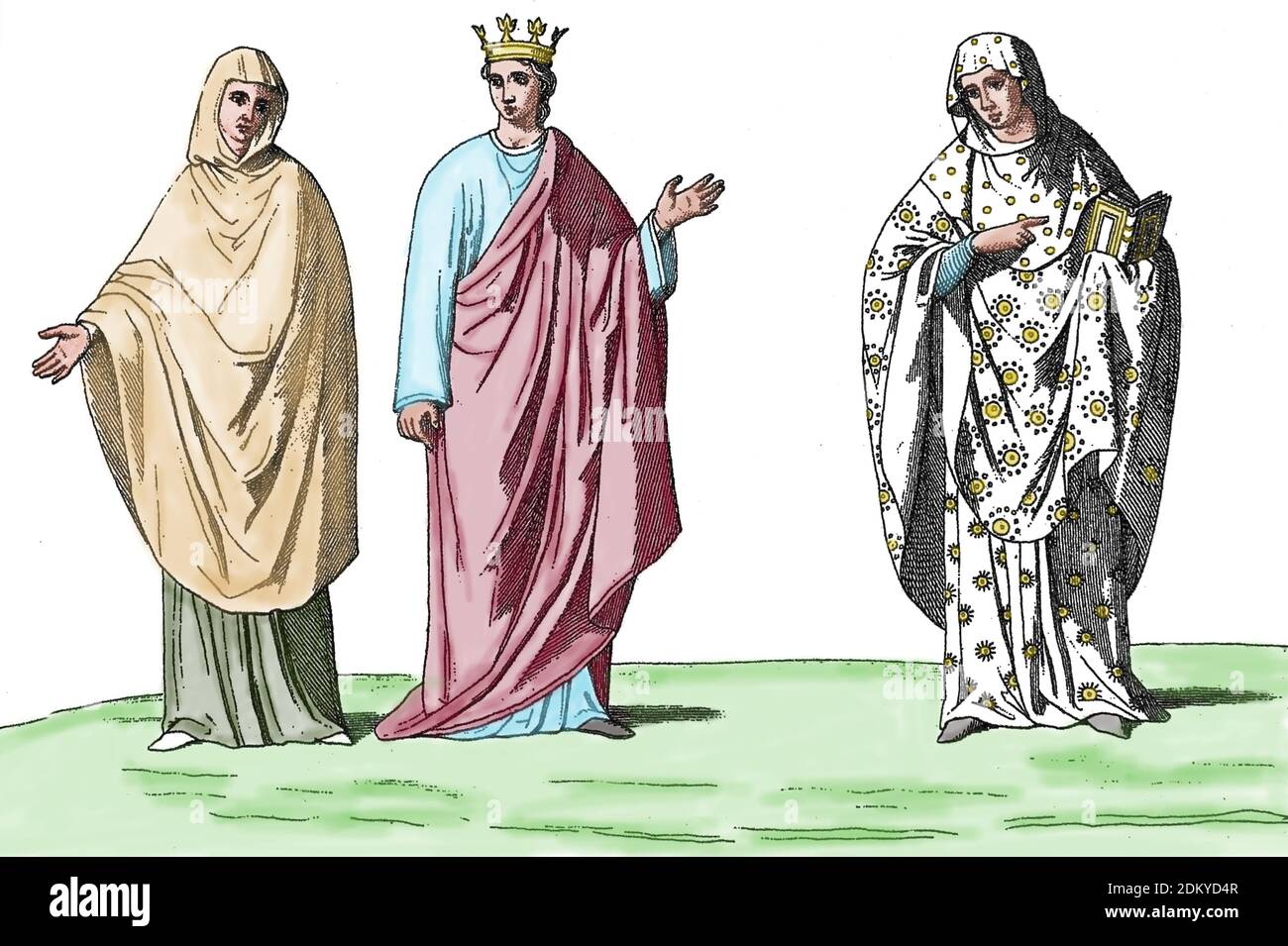 Angleterre. Période Anglo-Saxons. 9e-10e. Société. Princes et nobles. Gravure, 19e siècle. Banque D'Images