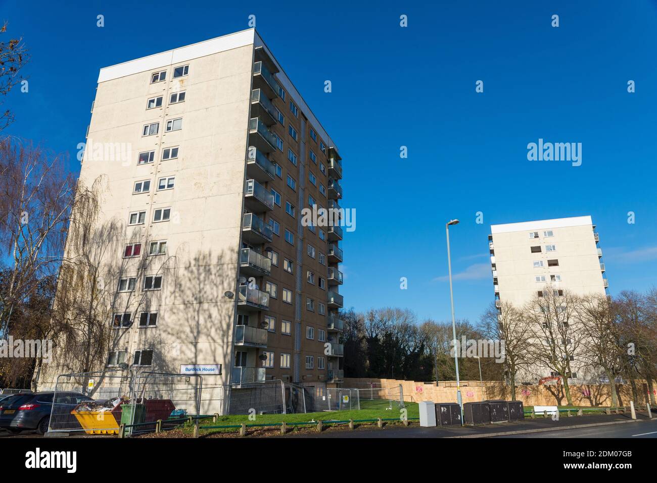 Des blocs d'appartements sur Shannon Road sur Primrose Hill Estate, Kings Norton, Birmingham qui doivent être démolis Banque D'Images