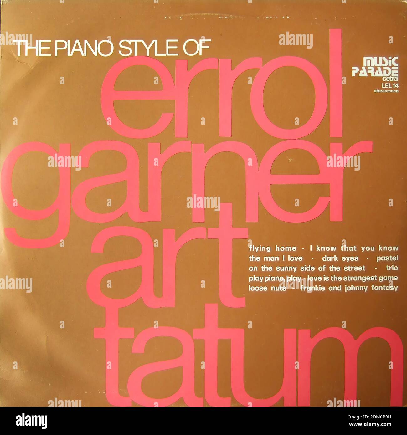 The Piano style of Erroll Garner & Art Tatum, Music Parade cetra LEL 14 - Vintage vinyle album couverture Banque D'Images