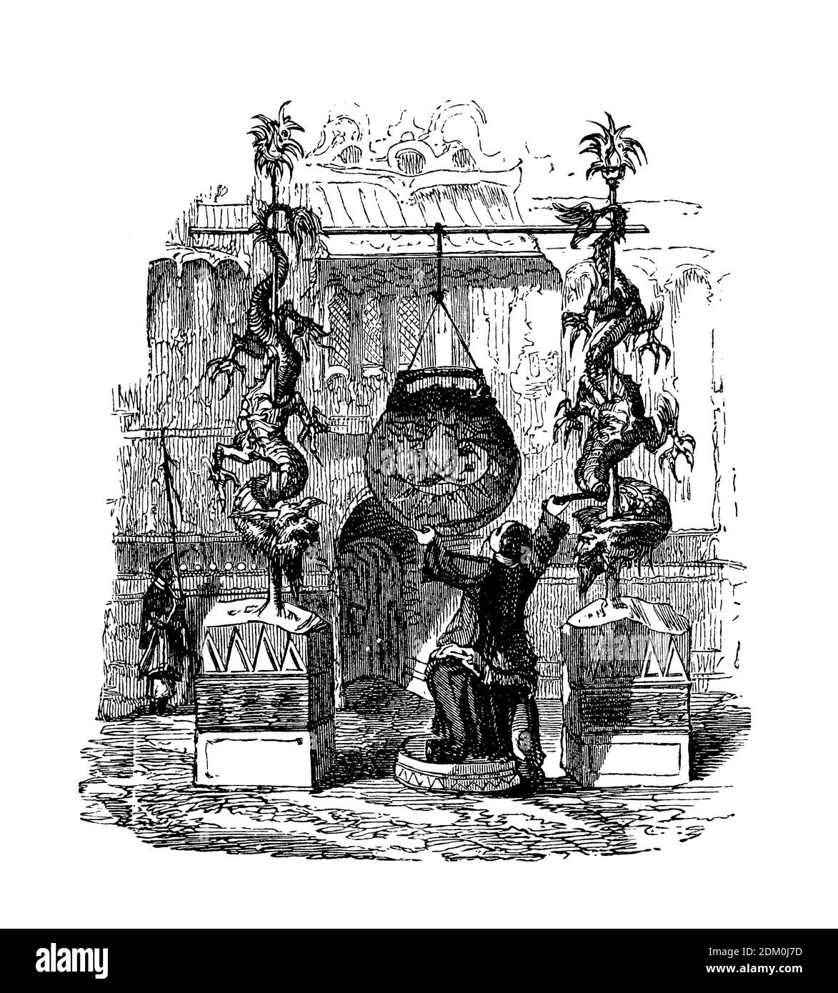 Le gong chinois, instrument de percussion musicale, commence au 6ème siècle formé par un disque de métal en bossed circulaire suspendu qui frappe avec un maillet produit un long son résonnant. Banque D'Images