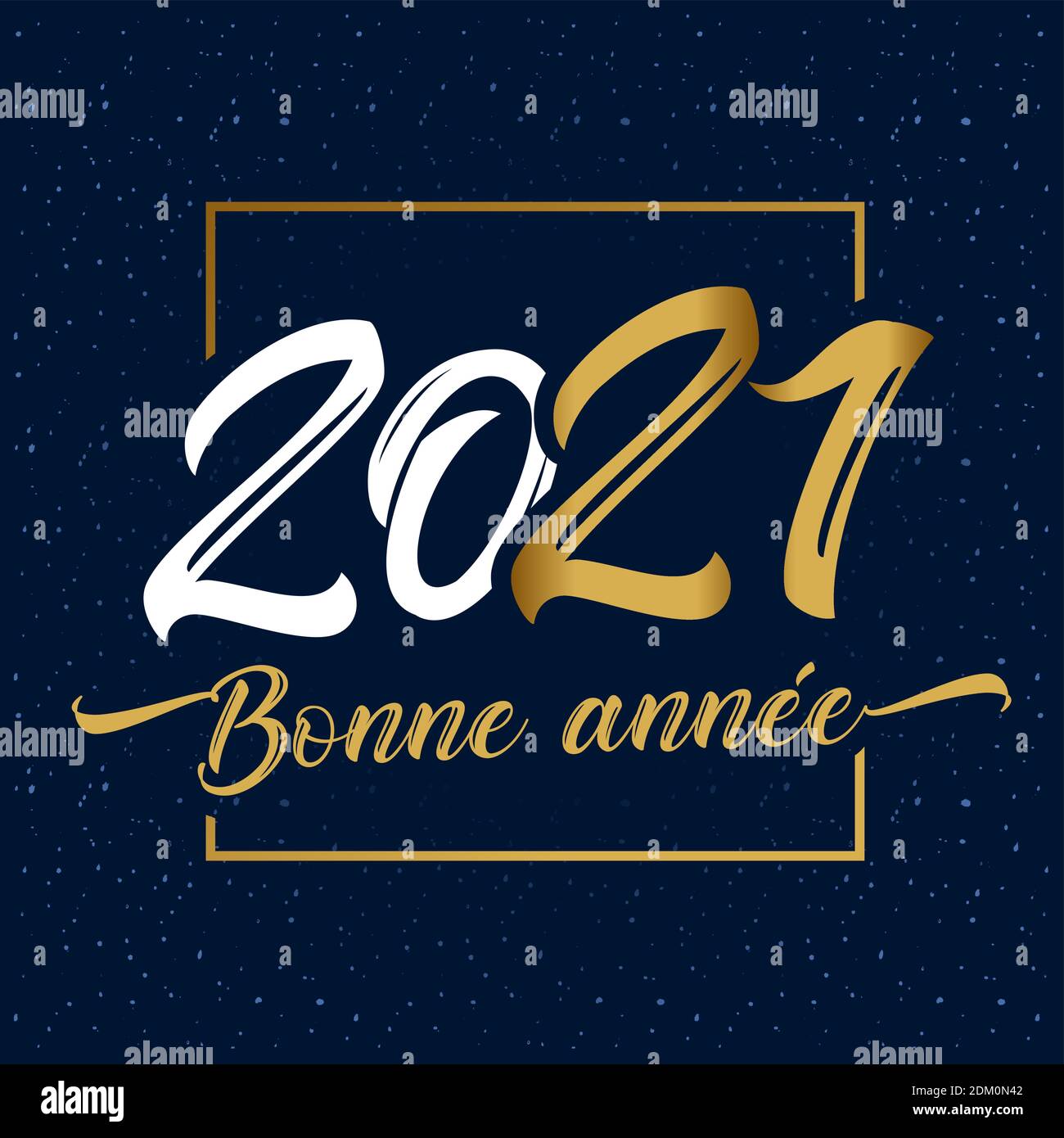 Bonne annee texte français - bonne année 2021 carte de calligraphie élégante. Illustration vectorielle élégante avec chiffres dorés et joyeux nouvel an Illustration de Vecteur