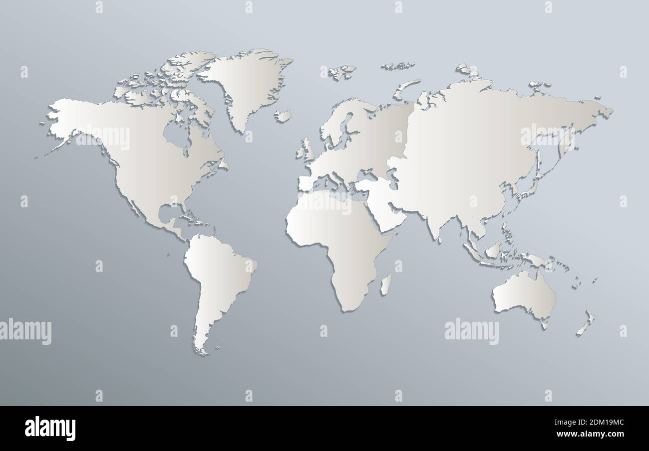 Carte Océans Et Continents Vierge Carte des continents du monde, continent, papier de carte blanc bleu 3D  vierge Photo Stock - Alamy