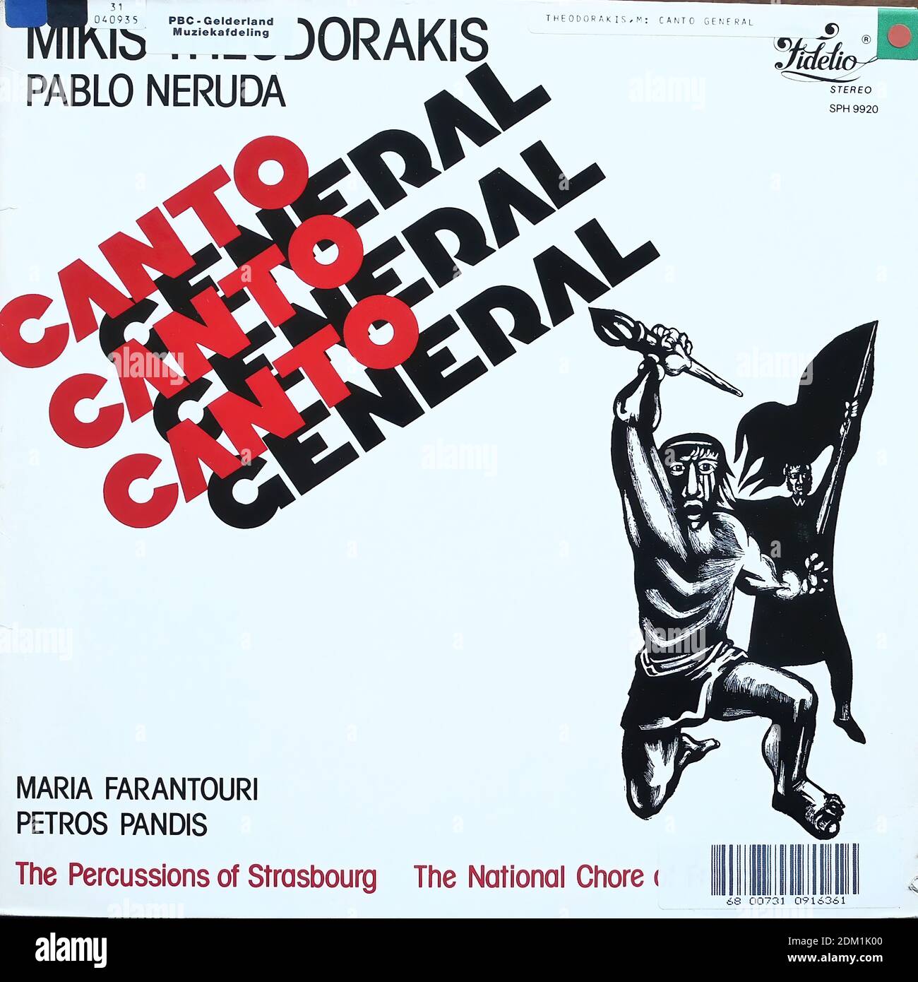 Mikis Theodorakis - Canto général - Pablo Neruda, Maria Farantouri, Petros Pandis, les percussions de Strasbourg, NAT. Choeur de France, Fidelio SPH 9920 - couverture d'album en vinyle vintage Banque D'Images