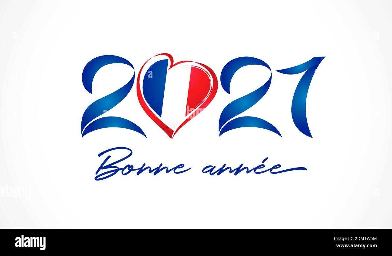 2021 Love France with bonne Annee texte français - bannière de calligraphie  du nouvel an heureux. Illustration vectorielle élégante à chiffres bleus  pour Noël Image Vectorielle Stock - Alamy
