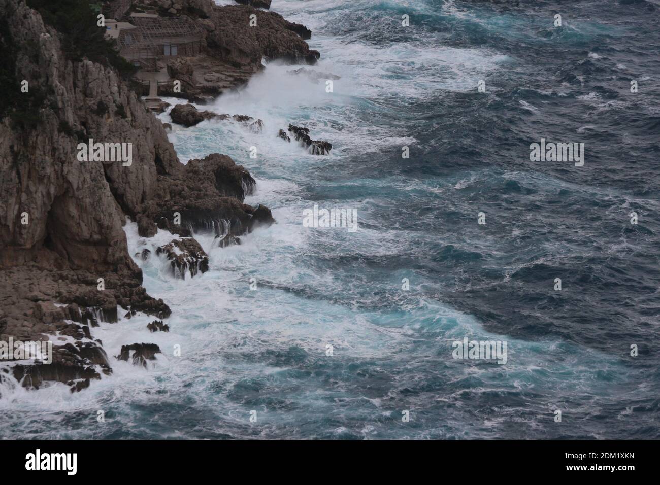 Tempête, mauvais temps et mer agitée à Capri, en Italie Banque D'Images