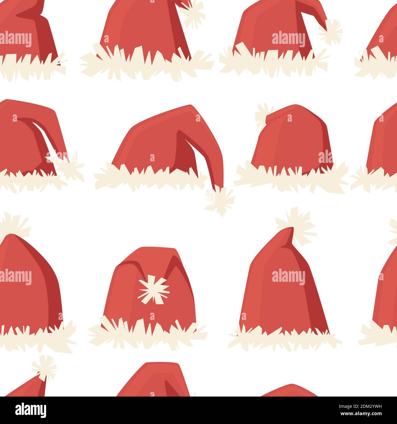 Chapeau de Noël traditionnel rouge et chaud sans coutures illustration vectorielle plate sur fond blanc Illustration de Vecteur