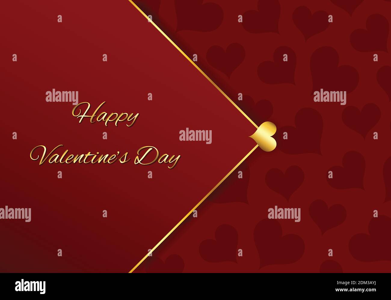 Cadre romantique avec or Happy Valentines Day Illustration de Vecteur