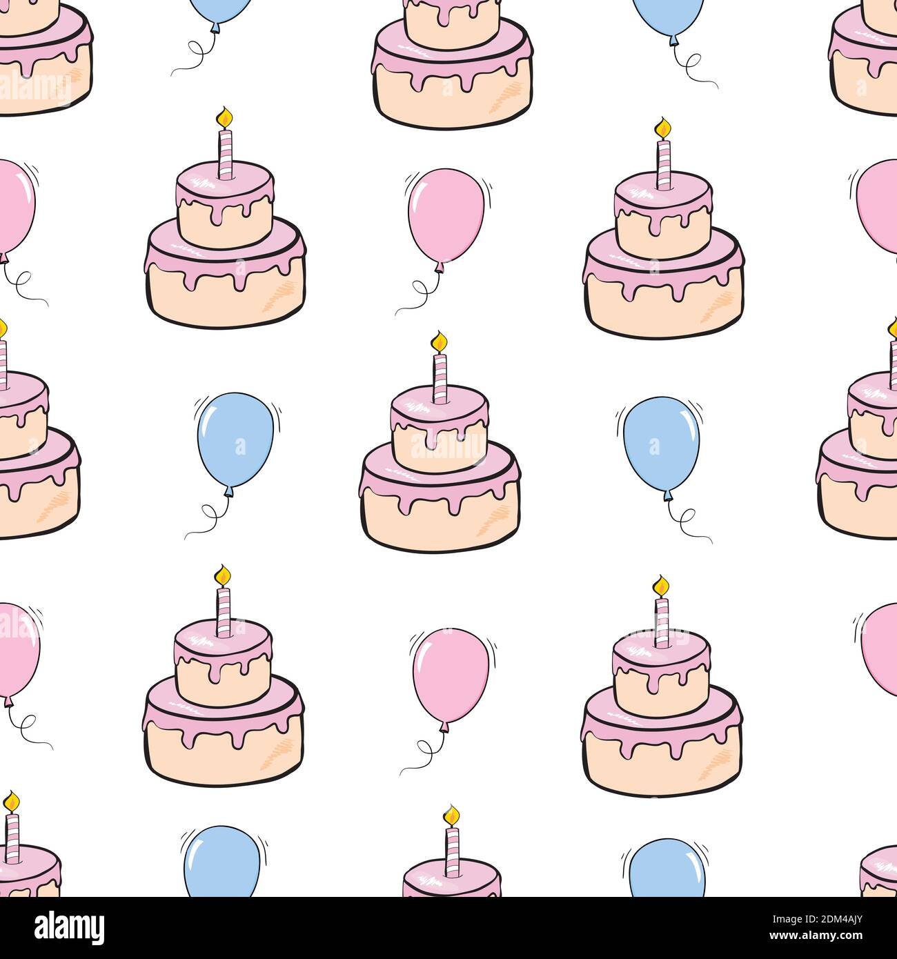 Gâteau d'anniversaire sans couture et motif d'arrière-plan de décoration en  vecteur Image Vectorielle Stock - Alamy