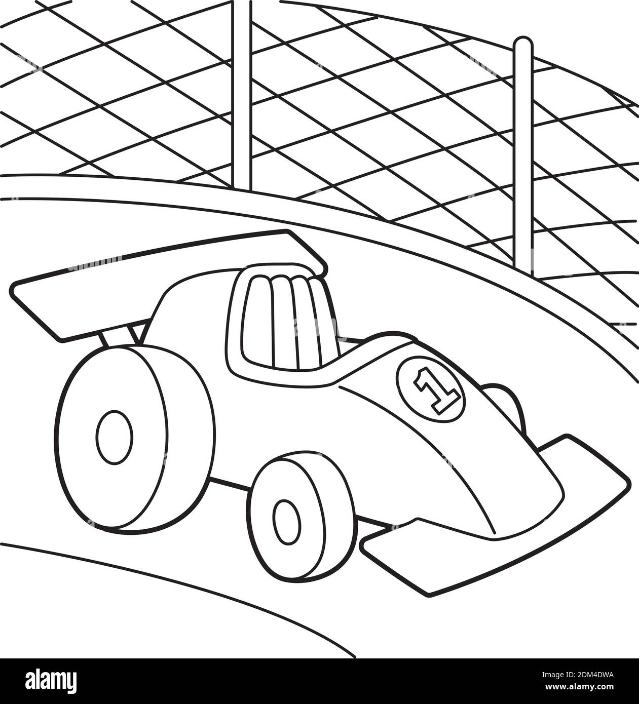 Page de coloriage racecar Illustration de Vecteur