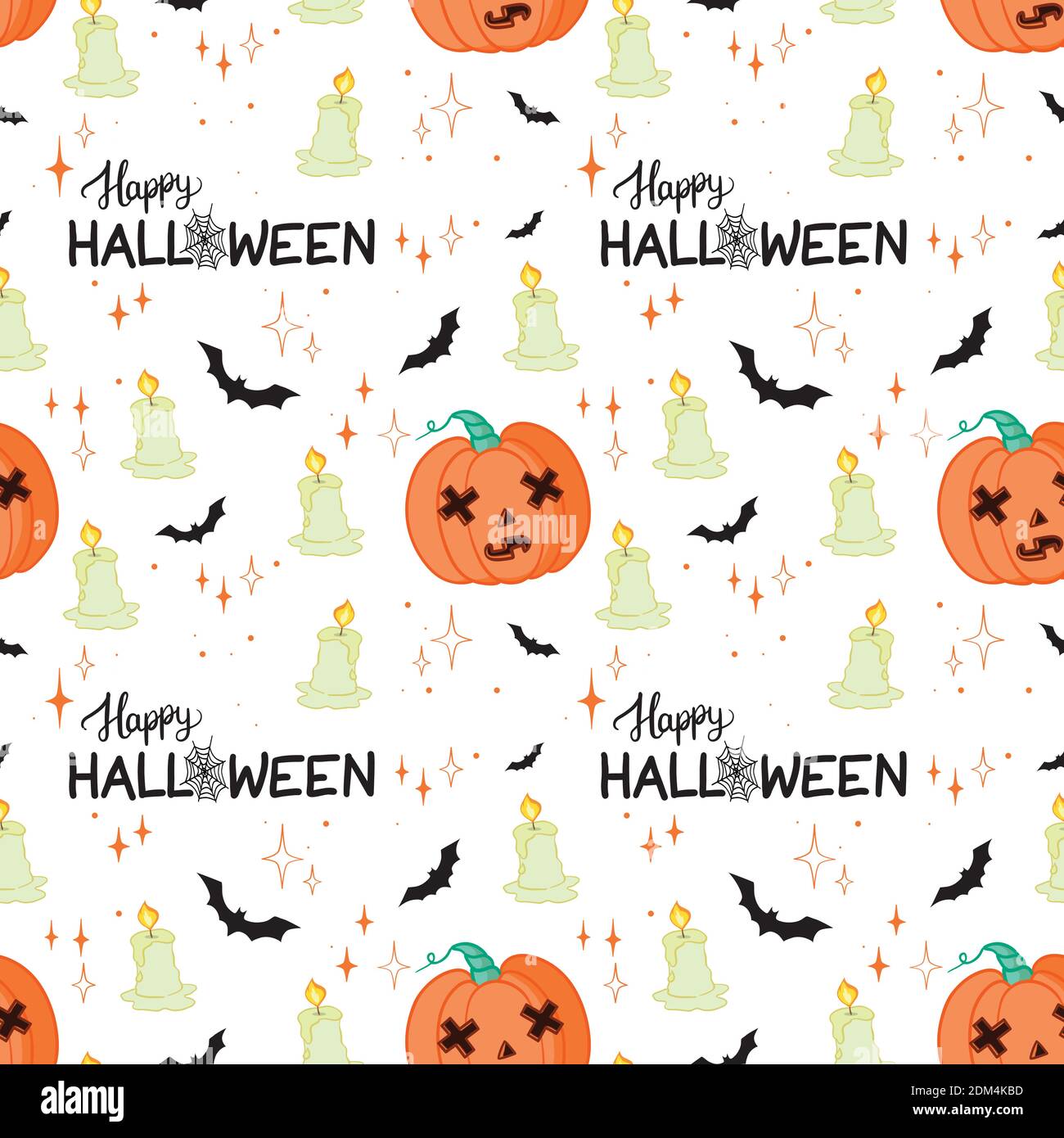 Motif Halloween avec citrouilles et chauves-souris orange sur blanc Illustration de Vecteur