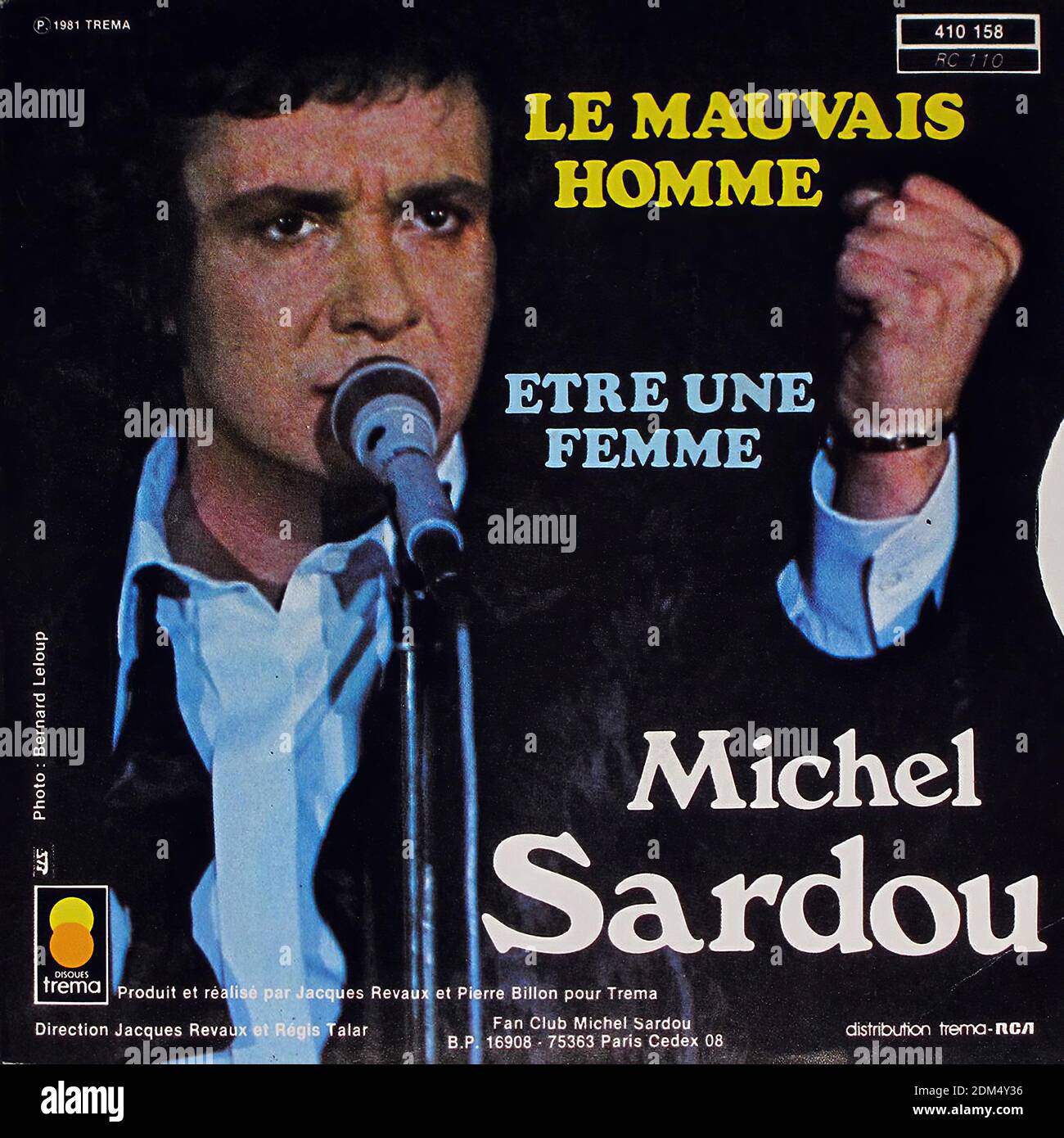 MICHEL SARDOU LE MAUVAIS HOMME   ENCORE UNE FEMME 7  PS Single - couverture Vintage Vinyl Record Banque D'Images