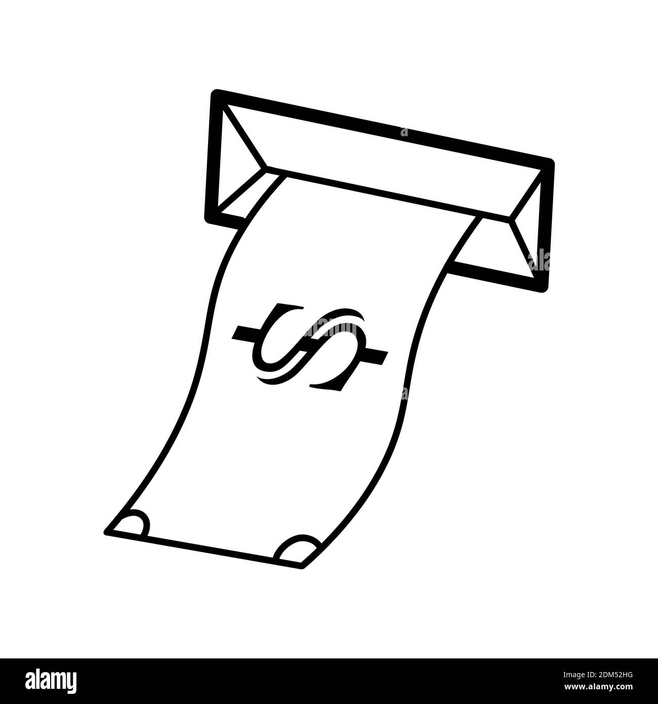 Devise papier dollar à l'icône ATM. Illustration du stock vectoriel. Isolé sur fond blanc eps10 Banque D'Images