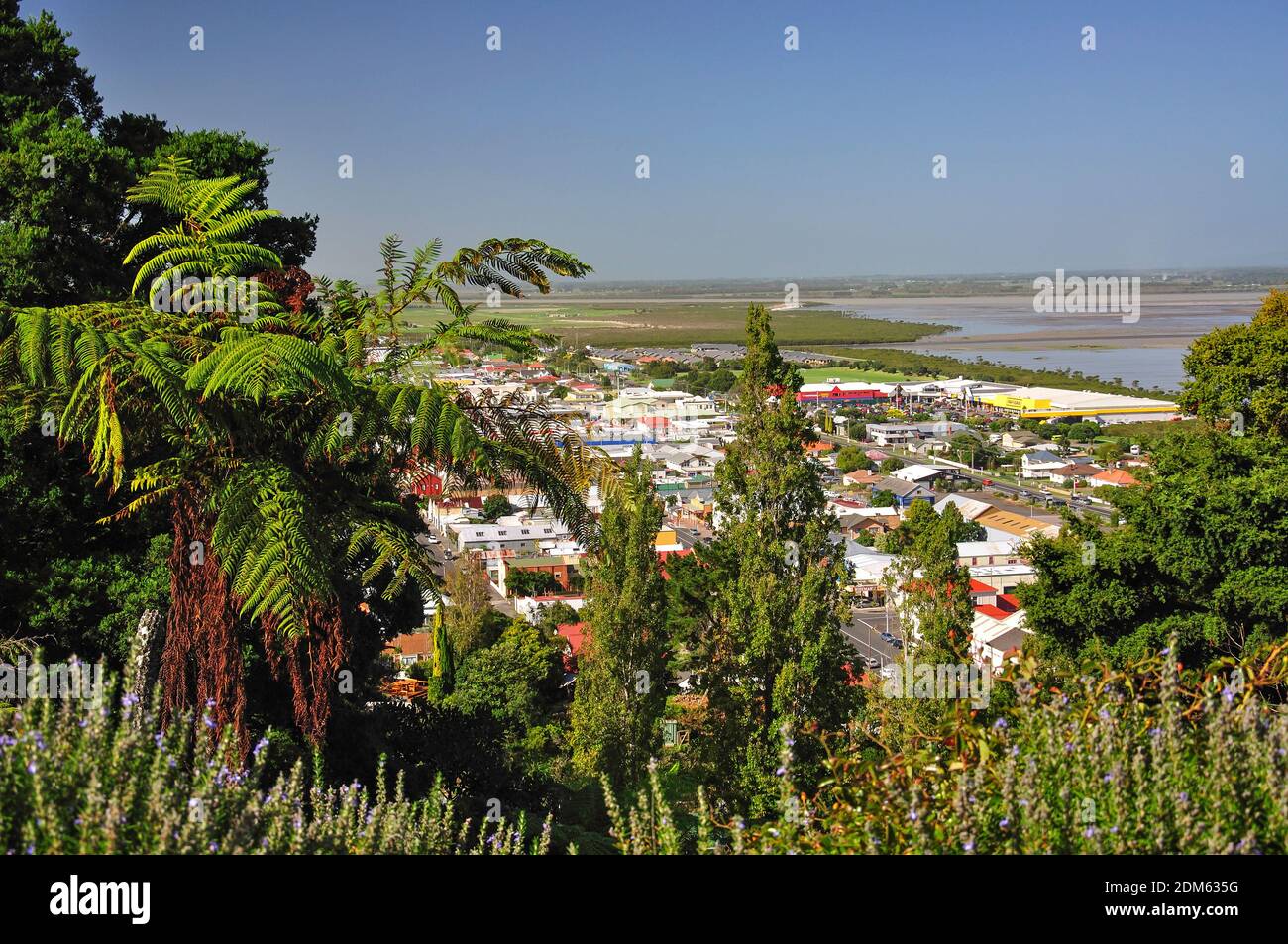 Vue de la ville du War Memorial Lookout, Thames, péninsule de Coromandel, de la région de Waikato, Nouvelle-Zélande, île du Nord Banque D'Images