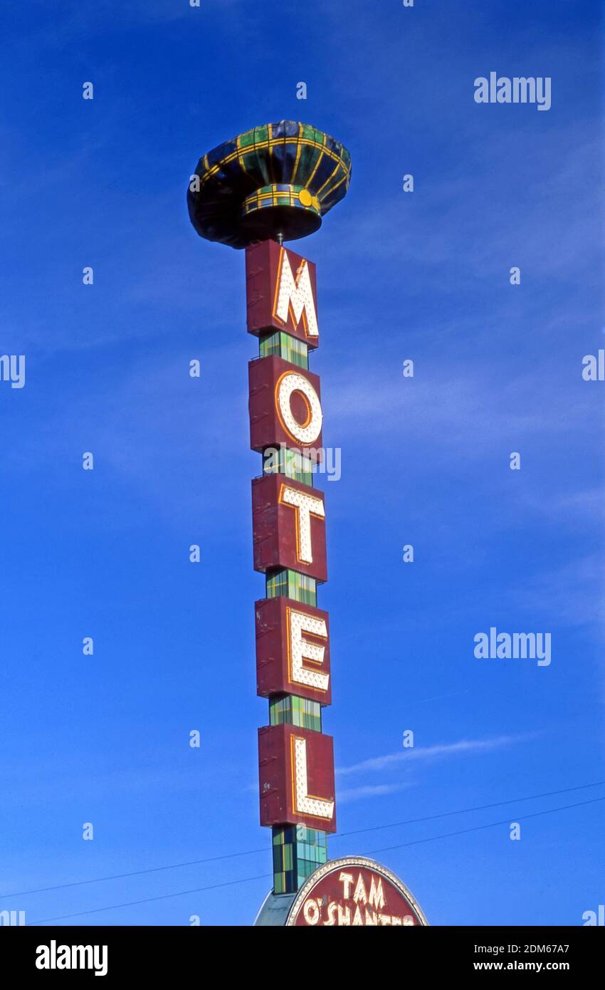Le panneau Tam O 'Shanter Motel dans le centre-ville de Las Vegas, Nevada Banque D'Images