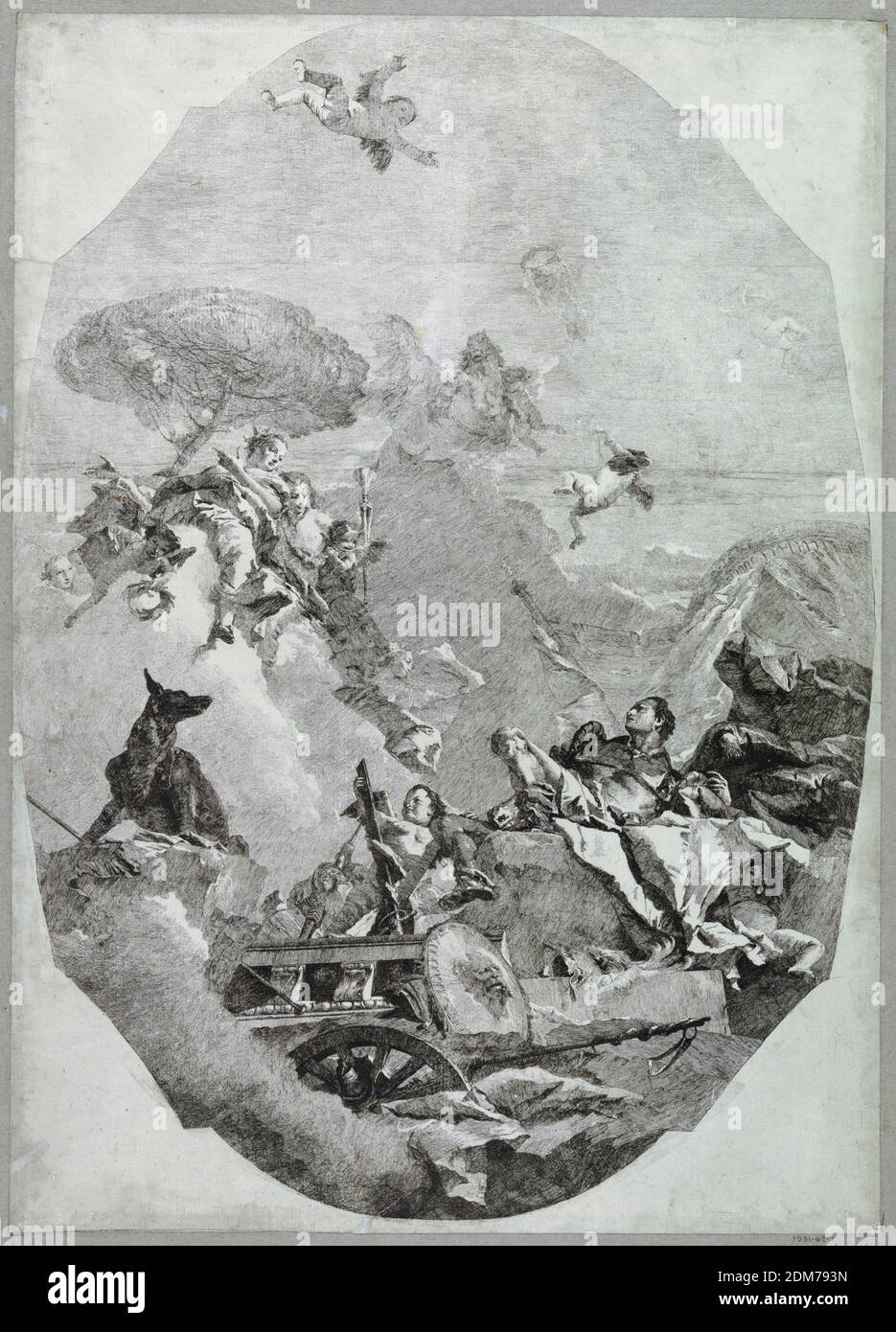 Le Triumph de Mars, Etching sur papier blanc cassé, Italie, ca. 1759, Imprimer Banque D'Images