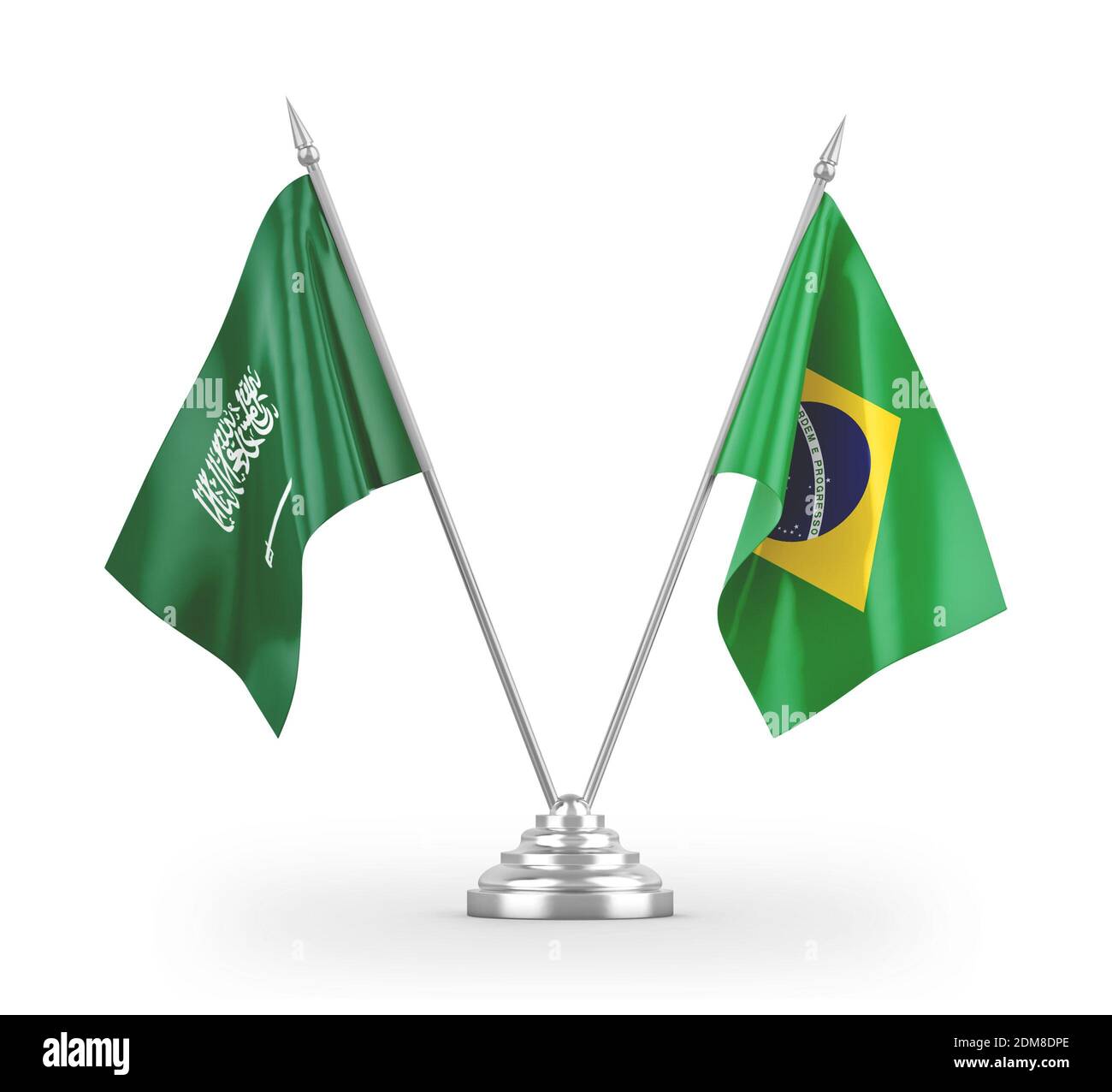 Drapeaux de table du Brésil et de l'Arabie Saoudite isolés sur la 3D ...