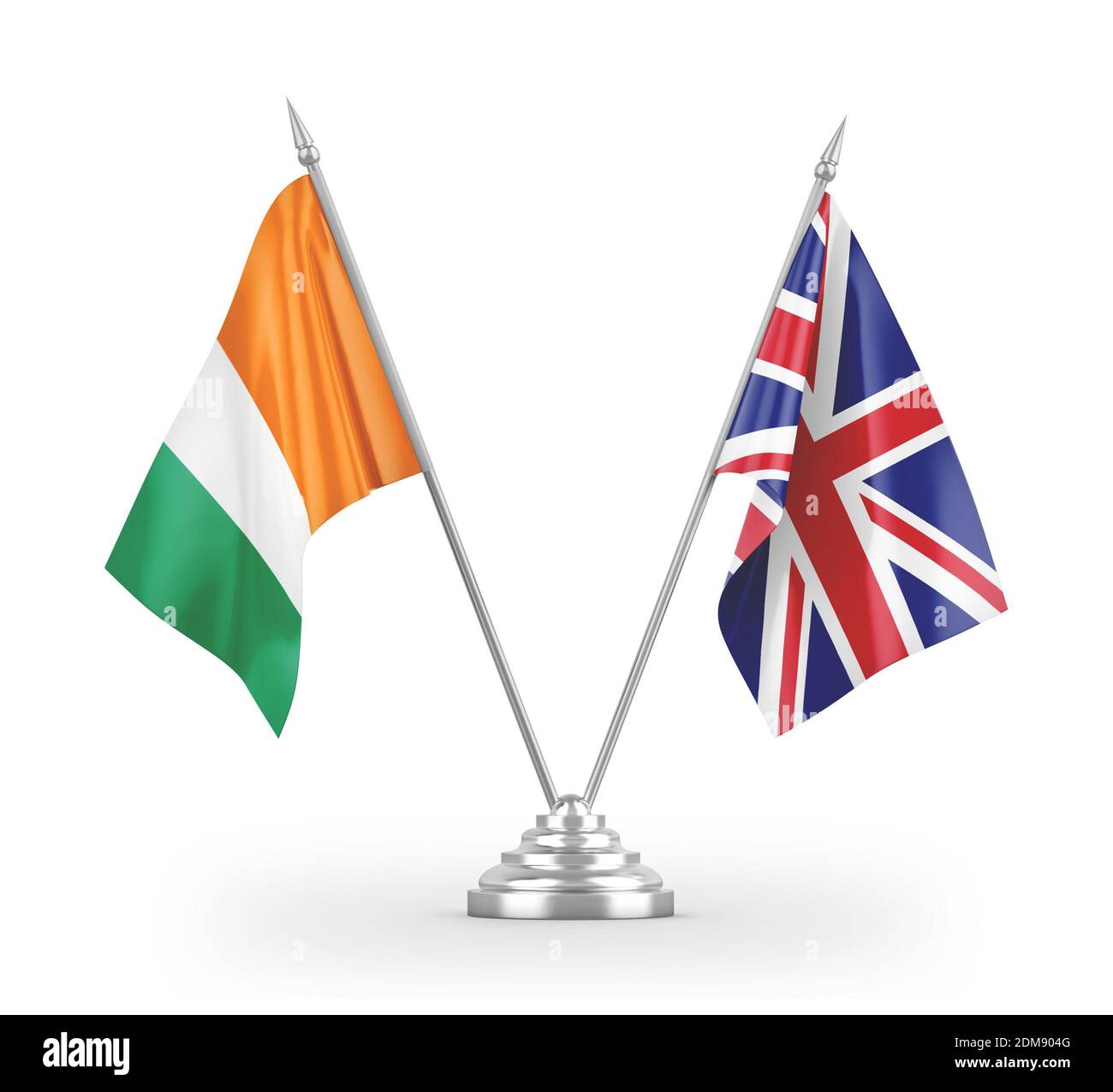 Drapeau De Table Côte D'Ivoire 10 X 15 Cm - Polyester Avec Armoiries - Socle Et Mât Plastique Noir - Hauteur 30 Cm - 5