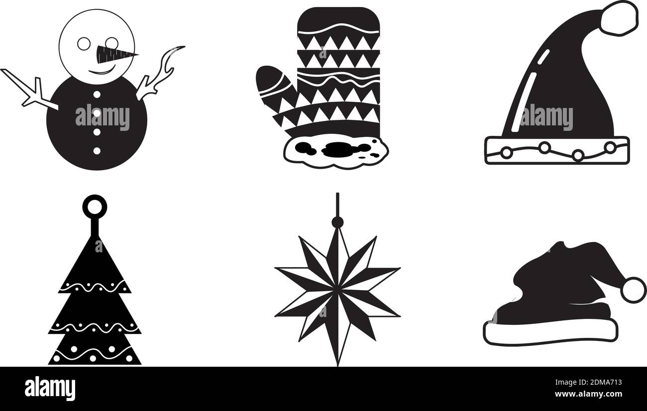 Ensemble d'icônes de noël. Saison de Noël. Illustration vectorielle Illustration de Vecteur