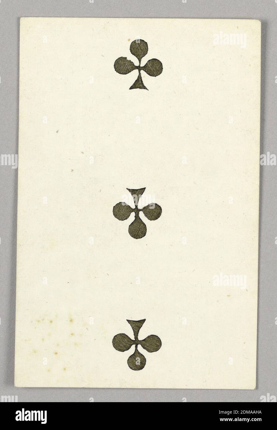 Trois des clubs de l'ensemble des cartes à jouer 'jeu impérial–second Empire–Napoléon III', F. Chardon, français, actif 19e c., Lithographie sur papier glacé, trois des clubs de l'ensemble des cartes à jouer 'jeu impérial–second Empire–Napoléon III', Paris, France, 1858, carte à jouer, carte à jouer Banque D'Images