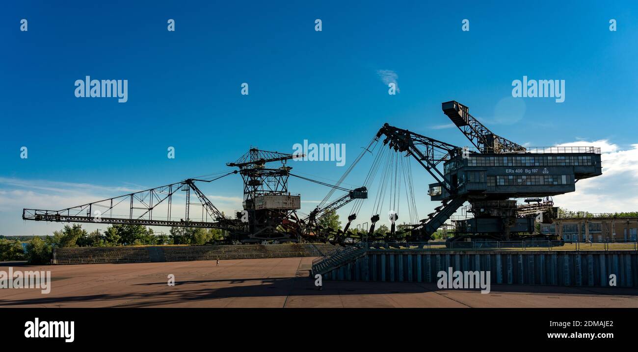 Pelle hydraulique OverBurden dans le musée en plein air de Ferropolis près de Graefenhainichen in Saxe Banque D'Images