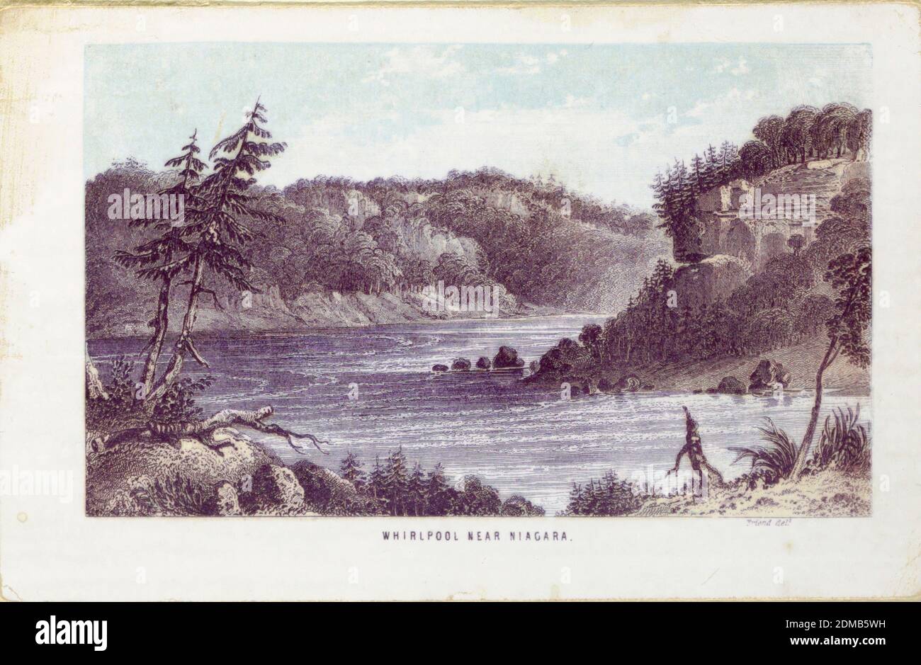 Bain à remous près de Niagara, D. Friend, cuisine américaine, lithographie de couleur, rectangle horizontal, États-Unis, ca. 1857, paysages, Imprimer Banque D'Images