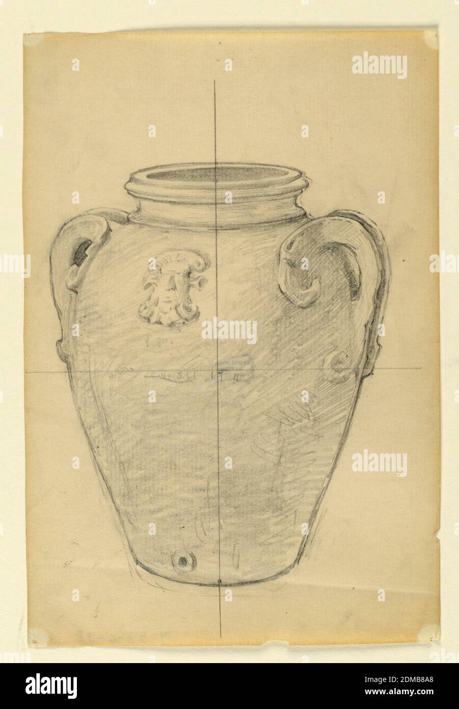 Etude pour vase, 'les sources de richesse, 'Union Trust Company Building, Cleveland, OH, Kenyon Cox, American, 1856–1919, Graphite sur papier, esquisse de vase avec des détails ornementaux autour de poignée., USA, ca. 1905, mobilier, dessin Banque D'Images