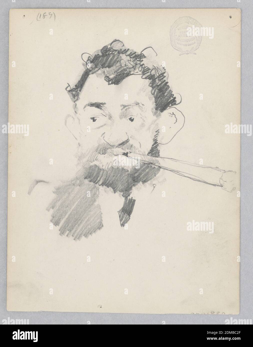 Man, Robert Frederick Blum, cuisine américaine, 1857–1903, Graphite sur papier vélin, dessin d'une figure masculine fumant un cigare, États-Unis, 1879–1880, figures, dessin Banque D'Images