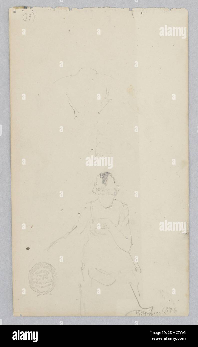 Woman, Robert Frederick Blum, cuisine américaine, 1857–1903, Graphite sur papier, esquisse de la figure femelle assise portant une robe, États-Unis, 1876, figures, dessin Banque D'Images