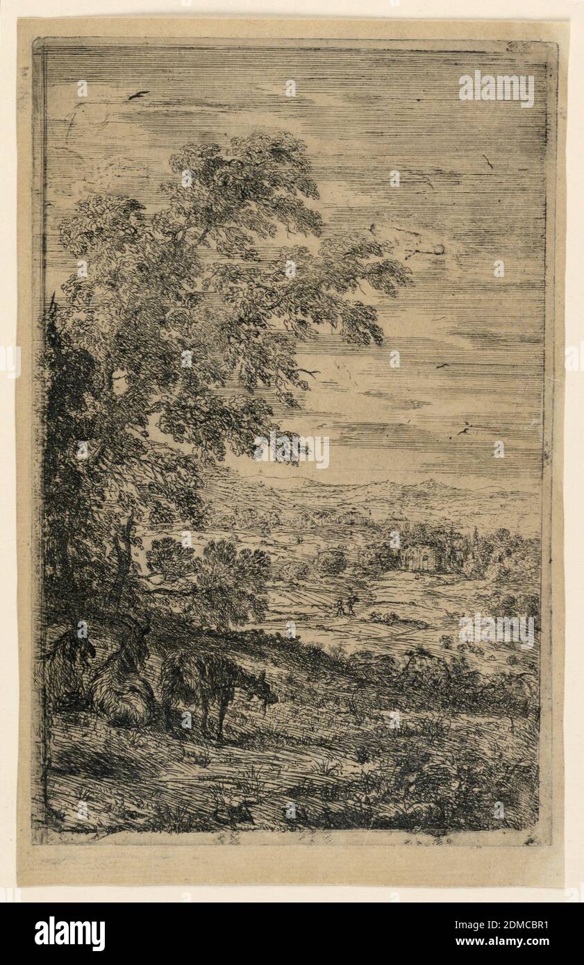 Les trois chèvres, Claude Lorrain, Français, 1604 - 1682, Etching sur papier couché, France, 1630–1633, paysages, Imprimer Banque D'Images
