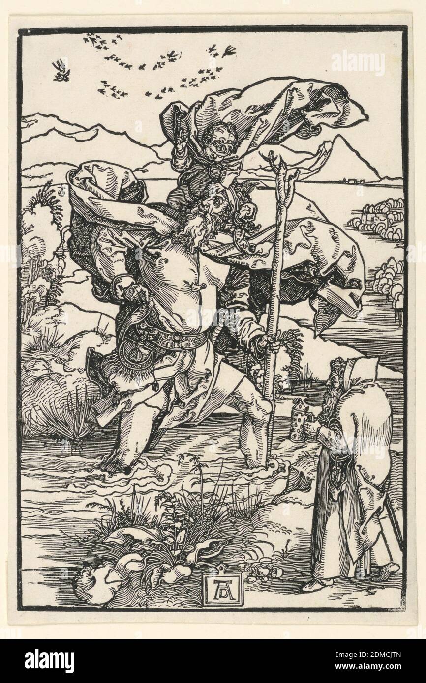 Saint Christopher, Albrecht Dürer, allemand, 1471–1528, Woodcut sur papier à poser, 1503–1504, imprimé Banque D'Images