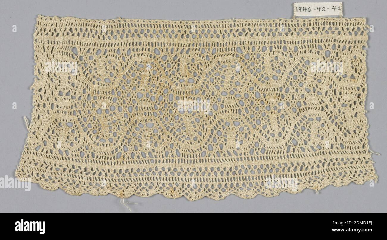 Fragment, Moyen: lin technique: Dentelle bobinée, style paysan, Italie, 19e siècle, dentelle, fragment Banque D'Images