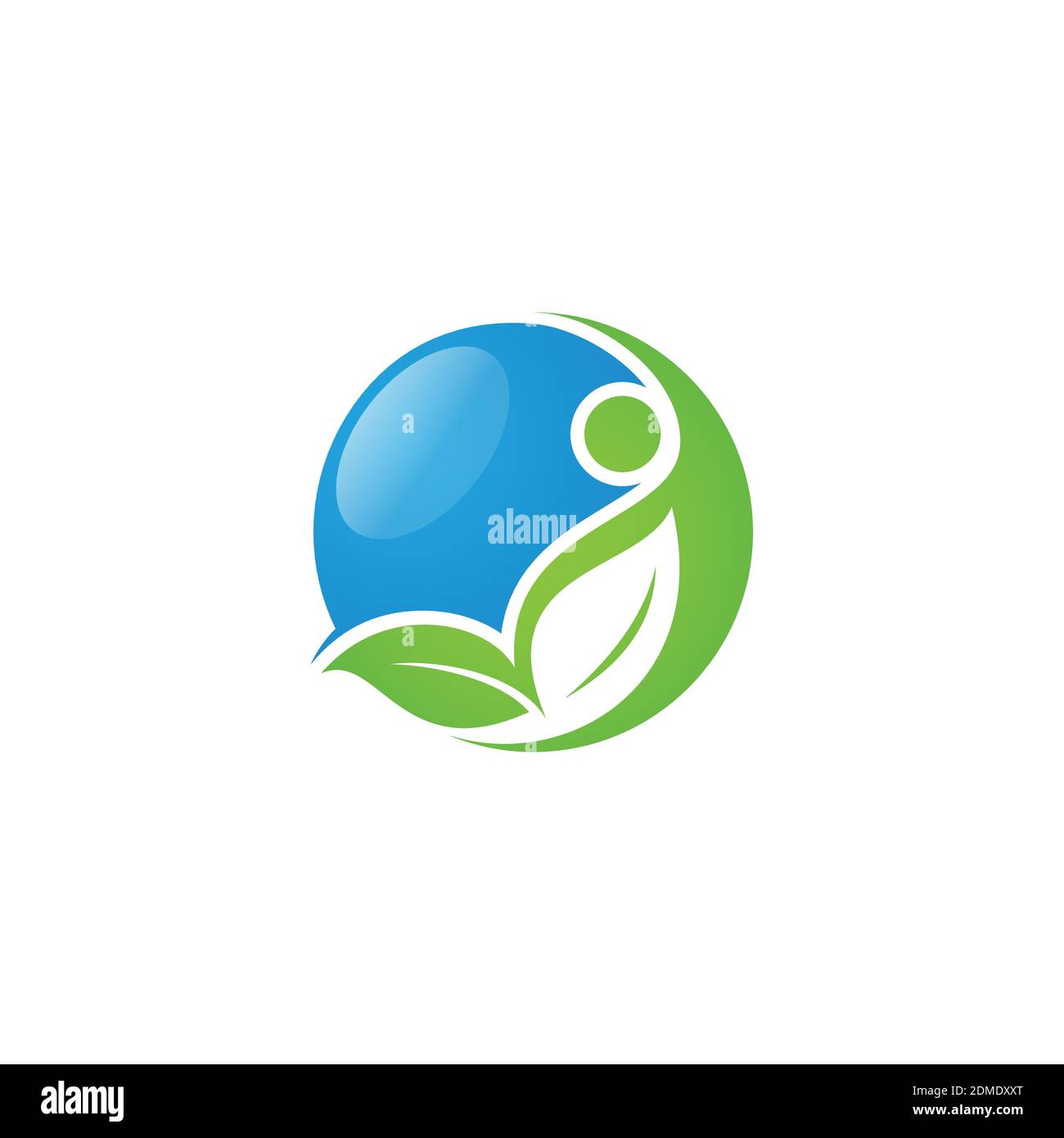 Dessin de concept de logo de vecteur humain de santé ronde avec feuilles et personnes. Signe du logo du personnage humain. Logo Healthcare. Logo de la nature. Illustration de Vecteur