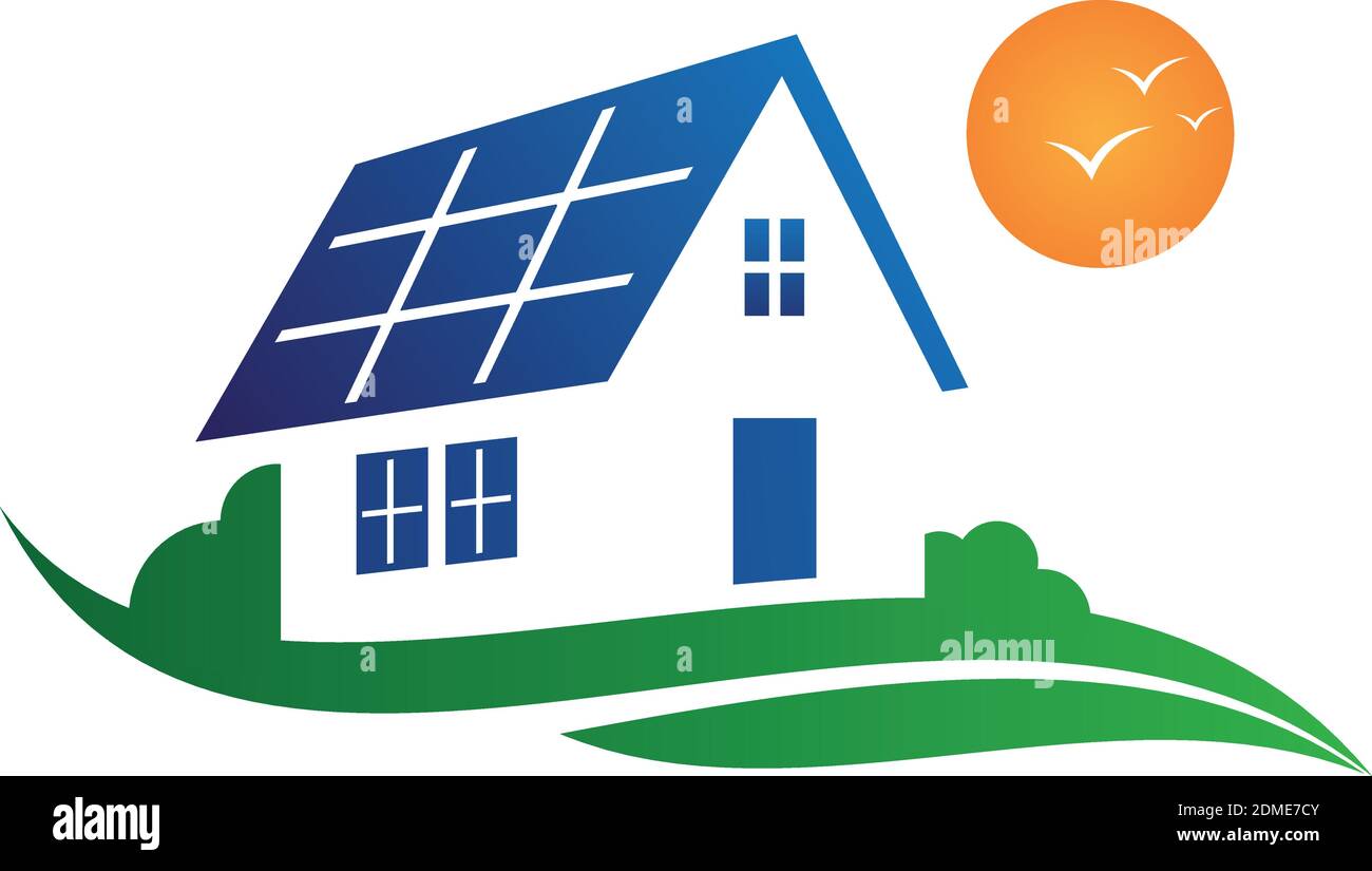 Illustration maison solaire économiser l'énergie et l'électricité naturelle batterie solaire. Recyclage de la technologie de l'énergie pour vert terre conservati environnement Illustration de Vecteur