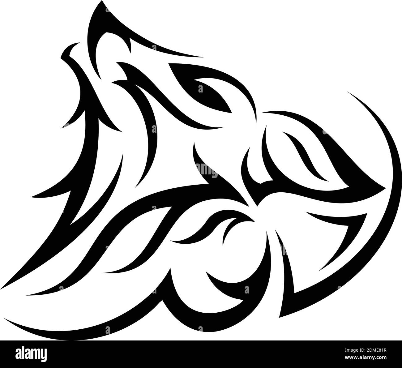 Illustration de silhouette créative concept de tête de loup à vecteur tribal. Faune animale simple. Illustration vectorielle EPS.8 EPS.10 Illustration de Vecteur