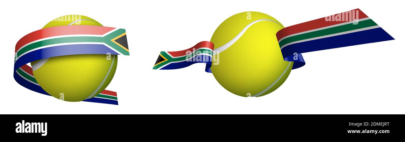 sports tennis ball dans des rubans avec couleurs drapeau de l'afrique du sud. Athlètes en tennis. Vecteur isolé sur fond blanc Illustration de Vecteur