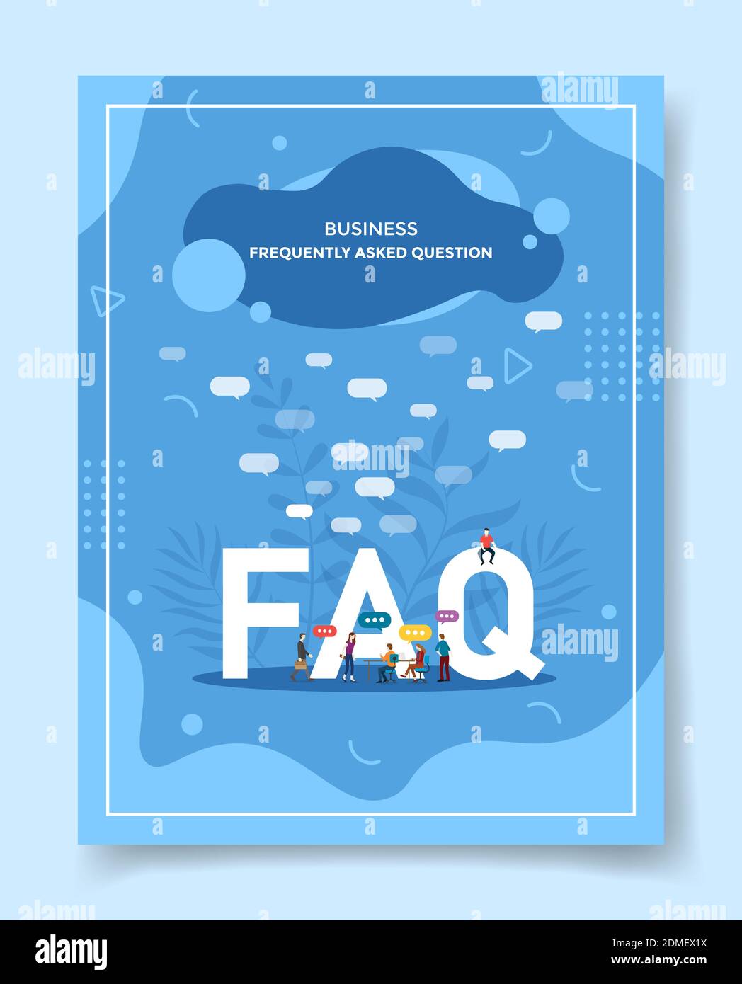 foire aux questions des gens d'affaires autour de mot faq bulle chat pour modèle de bannières, prospectus, couvertures de livres, magazines avec forme liquide style v Banque D'Images