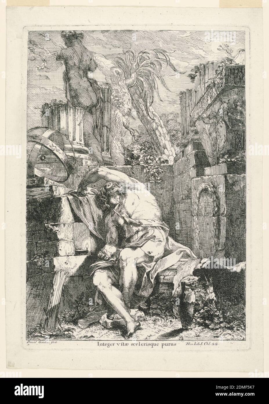 Entier vité scelerisque purus (Horace, Odes. Livre I,22), Giovanni David, Italien, 1743 - 1790, gravure sur papier vélin, Italie, 1775, imprimé Banque D'Images