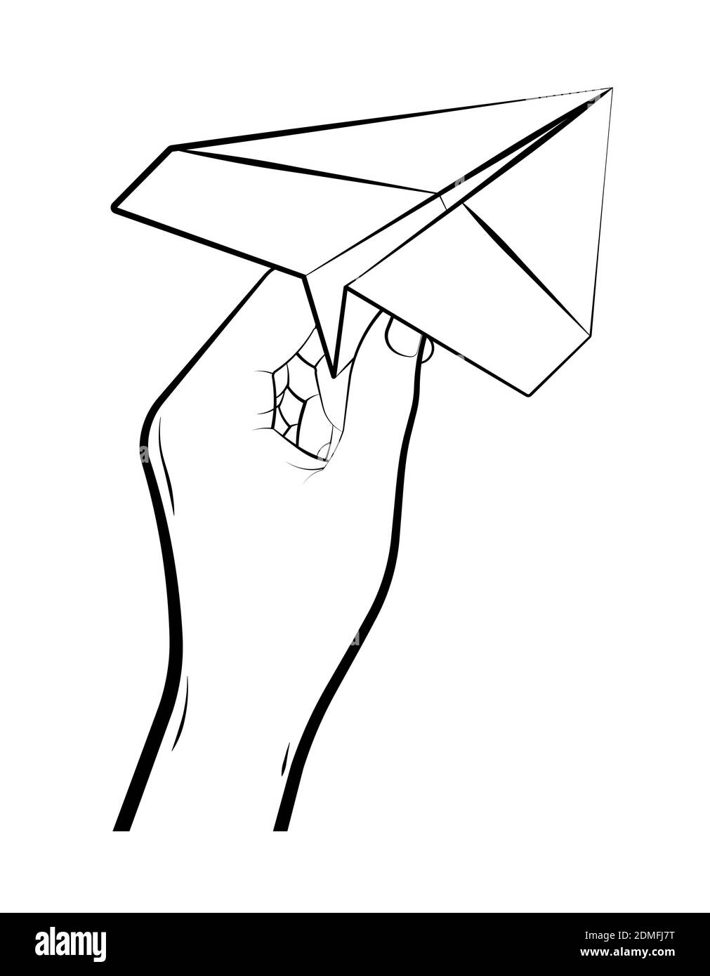 l'hôtesse tient un avion en papier. Envoie le message par courrier. Transport aérien de passagers et de marchandises. Aviation civile internationale Da Illustration de Vecteur