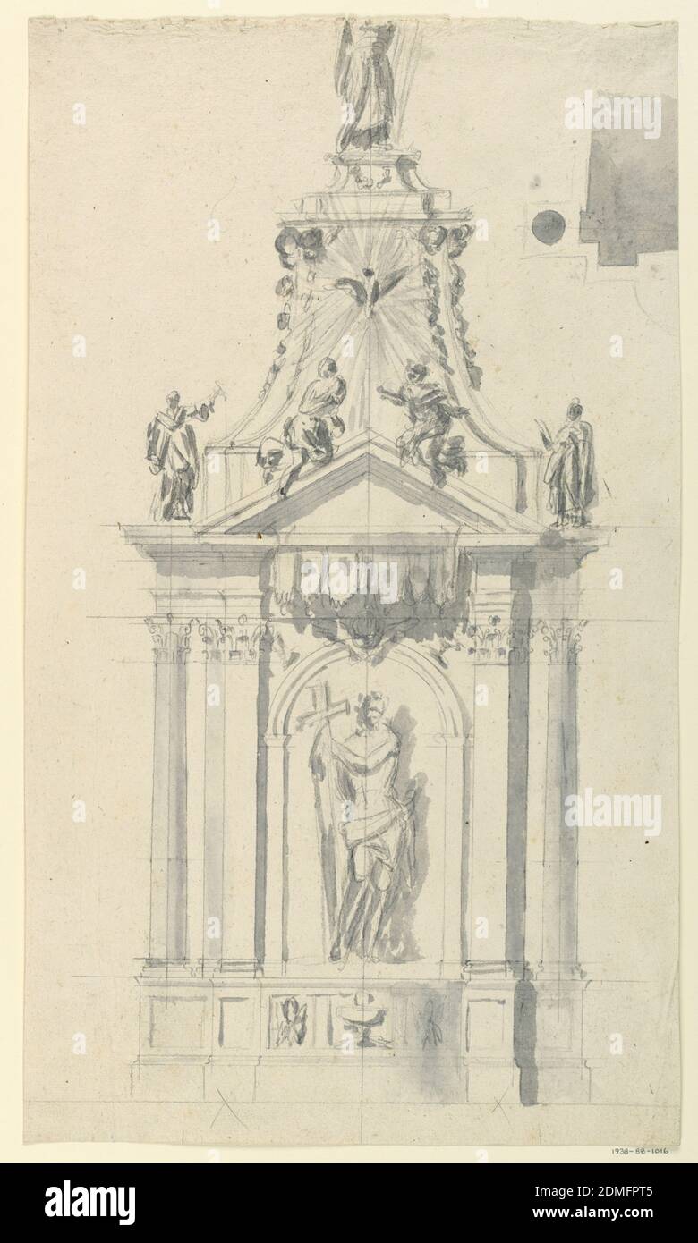 Autel, Graphite, gris Wash support: Papier ponté, Rome, Italie, Italie, 1775, architecture, dessin Banque D'Images