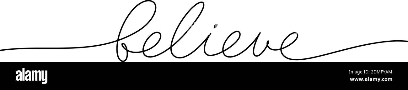 Croyez la calligraphie noire dessinée à la main avec des cils. Illustration de Vecteur