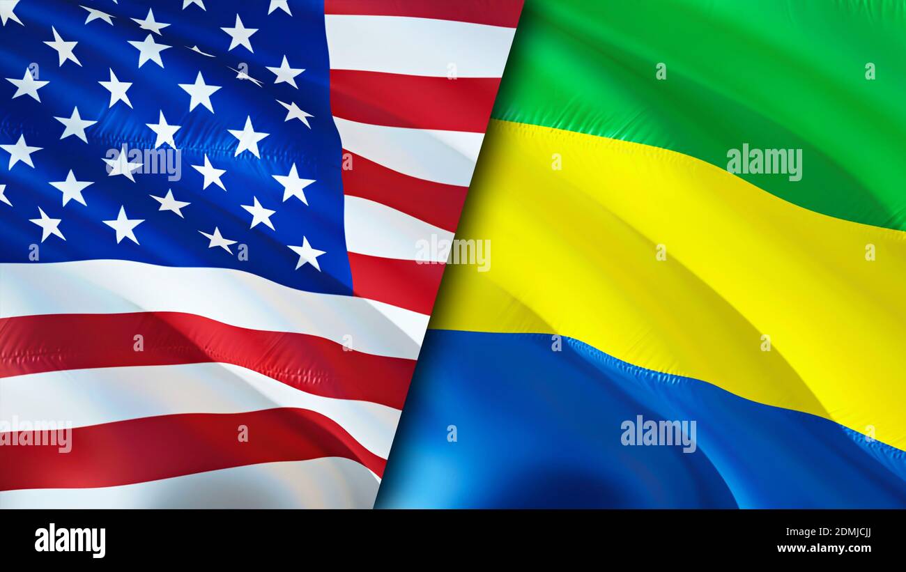 Drapeaux des États-Unis et du Gabon. Motif drapeau en relief. Etats-Unis  Gabon drapeau, image, fond d'écran. Image États-Unis vs Gabon, rendu 3D.  Etats-Unis Gabon relations alliance et Trad Photo Stock - Alamy