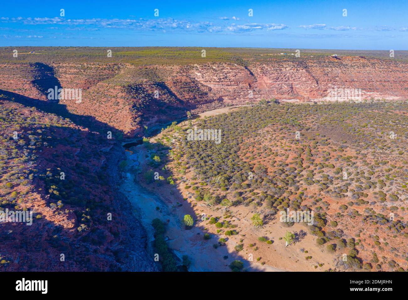 Vue aérienne de la rivière Murchison atteignant la boucle à Kalbarri Parc national en Australie Banque D'Images
