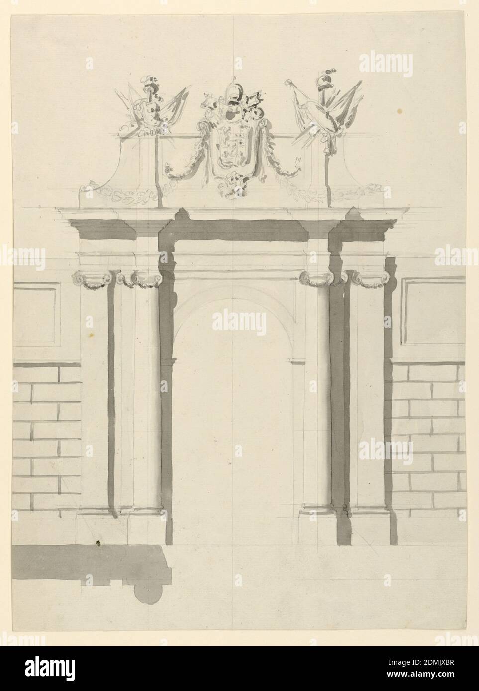 City Gate, Graphite, Grey wash support: Papier couté, Rome, Italie, Italie, 1775, architecture, dessin Banque D'Images