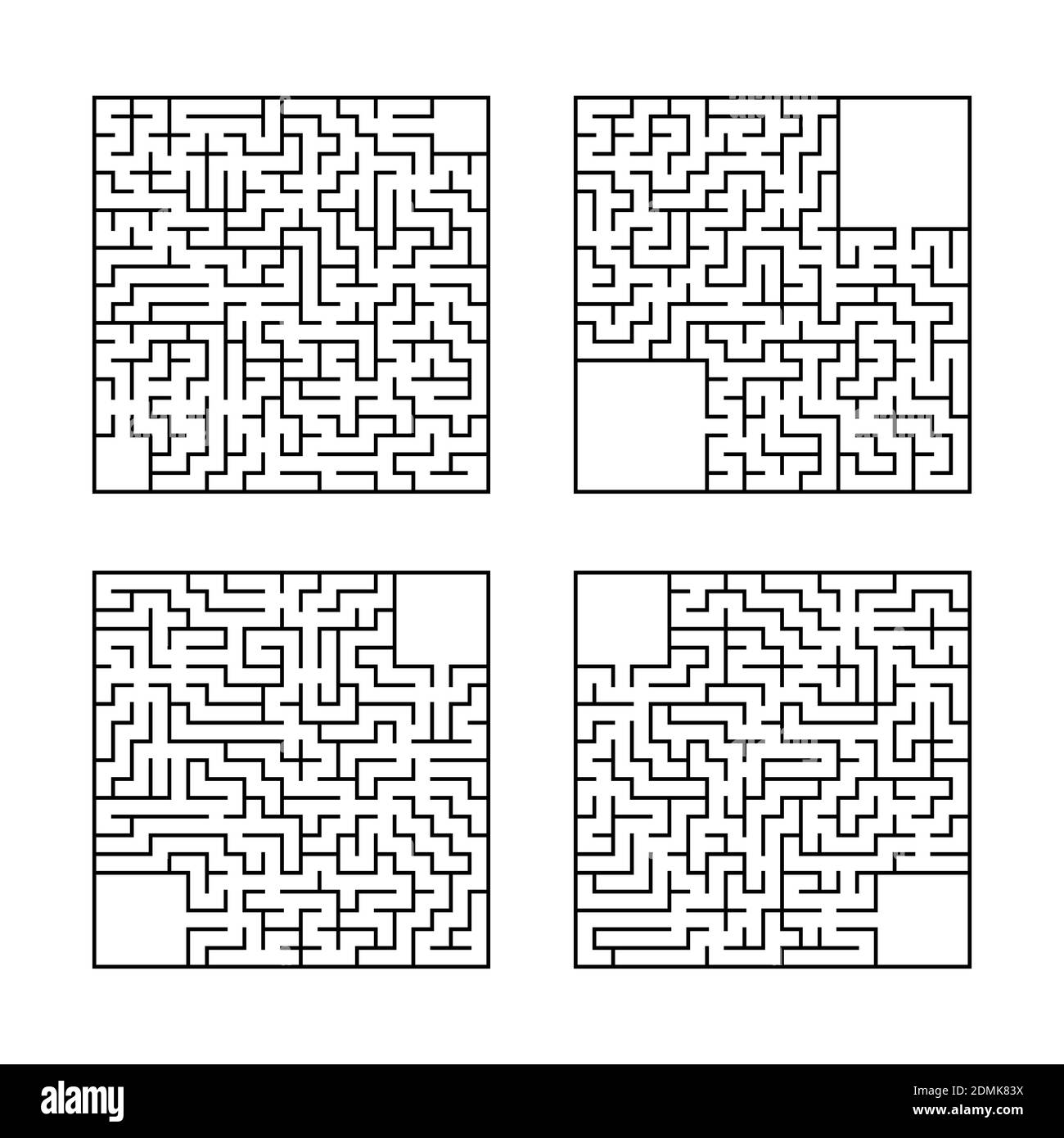 Un jeu de mazes carrés. Jeux pour enfants. Puzzle pour enfants. Une entrée, une sortie. Tambour de conuntambour de labyrinthe. Illustration vectorielle plate isolée sur blanc ba Illustration de Vecteur